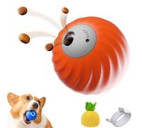 Zoomie Buddy 2.0, Zoomie Buddy Dog Toy, 2 in 1 Interactive Dog Balls and Pet Feeder with 3 Kinds of Fun Fruit Cover, USB Rechargeable, Two Modes,for Small/Medium Dogs (Orange Ball + Pineapple Cover)