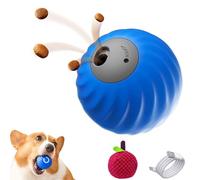Zoomie Buddy 2.0, Zoomie Buddy Dog Toy, 2 in 1 Interactive Dog Balls and Pet Feeder with 3 Kinds of Fun Fruit Cover, USB Rechargeable, Two Modes,for Small/Medium Dogs (Blue Ball + Bayberry Cover)