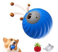 Zoomie Buddy 2.0, Zoomie Buddy Dog Toy, 2 in 1 Interactive Dog Balls and Pet Feeder with 3 Kinds of Fun Fruit Cover, USB Rechargeable, Two Modes,for Small/Medium Dogs (Blue Ball + Apple Cover)