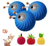 Zoomie Buddy 2.0 - Zoomie Buddy for Dogs, 2-in-1 Automatic Pet Rolling Feeding Bal, USB-C Rechargeable with 3 Fruit Plush Covers, Toy for Small/Medium Dogs (Blue*3)