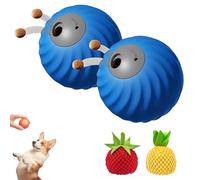 Zoomie Buddy 2.0 - Zoomie Buddy for Dogs, 2-in-1 Automatic Pet Rolling Feeding Bal, USB-C Rechargeable with 3 Fruit Plush Covers, Toy for Small/Medium Dogs (Blue*2)