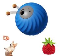 Zoomie Buddy 2.0 - Zoomie Buddy for Dogs, 2-in-1 Automatic Pet Rolling Feeding Bal, USB-C Rechargeable with 3 Fruit Plush Covers, Toy for Small/Medium Dogs (Blue)