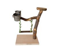 ZOOMIMI Columpio para pájaros, juguete de jaula de loros, bandeja de perca de madera, tazas de alimentación para loros de pájaros de tamaño pequeño