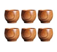ZOOMIMI Juego de 6 vasos de madera natural y saludable para bebidas, vasos de madera delicados, vasos de agua únicos para un ambiente relajado