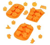 ZOOMPIL 3piezas moldes de silicona para Halloween forma de calabaza Molde de Pastel Chocolate de Silicona Halloween con bruja murciélagosfantasma para Halloween DIY, Tartas, Muffin, Pudín
