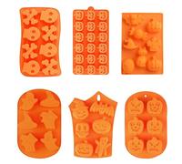 ZOOMPIL 6piezas moldes de Silicona para Hornear de Halloween Kit de fabricación de moldes de Silicona con de Magdalenas Bruja murciélagos Forma de Fantasma para Halloween DIY, Tartas, Muffin, Pudín