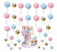 ZOOMPIL Bolas Cake Topper, 108pcs Mini Bola de Espuma para Tartas, Uego de Bolas para Decoración de Tartas, para Tartas DIY para decoración de Fiesta de cumpleaños (polvo azul dorado)