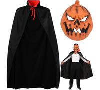 ZOOMPIL Capa de Vampiro de Halloween, 120cm Capa Vampira para Niños, con Máscara de Calabaza de Halloween, Para Carnaval Fiestas Cosplay Disfraz