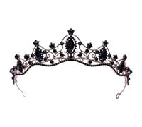 ZOOMPIL Corona Negra Barroca, Tiara de Corona con Diamantes de Imitación Negros, con Diamantes de Imitación, para Concursos, Bodas, Graduaciones y Cumpleaños