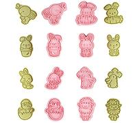 ZOOMPIL Cortador de Galletas Pascua, Moldes Galletas de Pascua, Pascua de 8 piezas, plástico de cortador de galletas, juego de galletas 3D, polluelos, conejo, oveja
