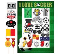 ZOOMPIL Fútbol Photocall Accesorios, 26 Piezas Photo Booth Props, Foto Props de Fiesta Mixta de Sombreros, World Cup Football Game Selfie Decoraciones Photo Props DIY Party Kits Boda Cumpleaños