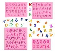 ZOOMPIL Molde de Silicona con Letras y Números, Molde de Silicona del Alfabeto, Molde de Silicona con Números, 4 Piezas de Moldes para Fondant con Letras y Números, para Tartas, Chocolate, Galletas