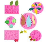 ZOOMPIL Molde de silicona de hojas, hojas de arce, moldes de silicona, 6 piezas, molde de caramelo de chocolate, para hacer dulces, decoración de tartas, herramientas de horneado