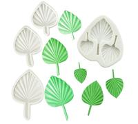 ZOOMPIL Molde de Silicona para Hojas de Palma, Moldes de Silicona para Hojas de Abanico, 4pcs Hoja de Palma Molde Fondant, para Chocolate Fondant Torta Decoración