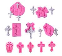 ZOOMPIL Moldes de Silicona con Forma de Cruz, 10 Piezas Molde para Tarta Cruz, Molde de Fondant para Tarta en Forma de Cruz, para en Tortas, Pan, Mousse, Jaleas