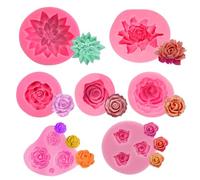 ZOOMPIL Moldes de Silicona de Flores, 7 Piezas Moldes de Silicona de Flores Rosas, para Preparar Chocolate, Fudge y Decoración de Pasteles de Fondant DIY