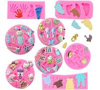 ZOOMPIL Moldes de Silicona para Bebé 3D, 8Pcs Moldes de Silicona para Fondant para Bebés, para La Decoración de Pasteles de Cumpleaños de Baby Shower