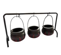 ZOOMPIL Negro Caldero de Bruja, Caldero Negro Magic de Plástico, 3Pcs Calderos De Dulces De Halloween con Marco de Soporte, Suministros de Fiesta de Trucos Decoraciones de Hallowee