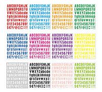 ZOOMPIL Números Pegatinas de Letras, 12 calcomanías alfanuméricas, Para puertas y números de dirección de ventanas, 12 Colores