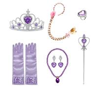 ZOOMPIL Princesa Vestir Accesorios, 9pcs Ccesorios de Princesa, Dress Up para Niñas,Trenza Varita Mágica Corona,Diadema Collar Guantes para Cosplay Carnaval Fiesta de Cumpleaños