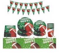 ZOOMPIL Vajilla de Fiesta de Fútbol Americano, Juego de Vajilla de Fiesta, Incluye Platos, Tazas, Servilletas, Mantel, Banderín, para la Fiesta de Cumpleaños de la Fiesta de Fútbol de Los Niños