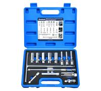 Zoomtools Kit de Herramientas para Bujías y Calentadores Diésel, Llaves de Vaso Magnéticas 14mm-13/16, Extractores de Calentadores 8-12mm, con Mango en T, Junta Universal y Calibrador
