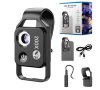 Zoomzip, Zoomzip,Nanozoom 2025 New 200X Magnification Lens with Cpl Lens/LED Light, Portable Pocket Digital Microscope, Phone Camera Attachments, Stable & Clear (Black)