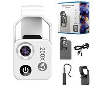 Zoomzip, Zoomzip,Nanozoom 2025 New 200X Magnification Lens with Cpl Lens/LED Light, Portable Pocket Digital Microscope, Phone Camera Attachments, Stable & Clear (White)