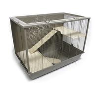ZooPaul Jaula para hámster XXL Marcus Glamour con diseño de pared trasera Mocca 58 x 78 x 48 cm jaula para roedores animales pequeños