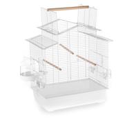 ZooPaul Jaula XXL para pájaros Iza 3 blanco + casa de baño y tubo para beber, pajarera, periquito, canarios