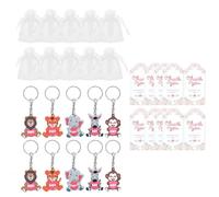 Zoos Animales Keychains Jungle Animal Llavero Baby Shower Favor con Días de Agradecimiento Bolsas de Regalo de Organza para Invitados Llavero Selva Con Organización de Agradecimiento Bolsa de Organza