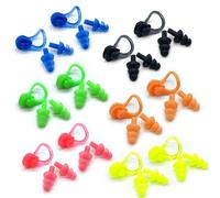 Zooshine Tapones impermeables para los oídos y clips de nariz, 12 juegos de tapones reutilizables para la nariz, cómodo equipo de natación para adultos y adolescentes (edad 14+) para natación, surf