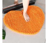 ZOOWMRALK Alfombrilla de baño, Puerta, Suelo Ducha, Chenilla en Forma corazón, Antideslizante, Suave y esponjosa, Grande, superabsorbente, Lavable a máquina Secado rápido(Orange,70x80cm)