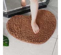 ZOOWMRALK Alfombrilla de baño, Puerta, Suelo Ducha, Chenilla en Forma corazón, Antideslizante, Suave y esponjosa, Grande, superabsorbente, Lavable a máquina Secado rápido(Brown,40x50cm)