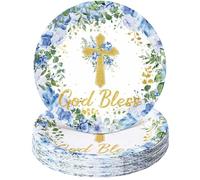 Zopeal 80 platos de bautizo de 7 pulgadas, decoraciones de bautismo de primera comunión, platos desechables para baby shower, recién nacidos, bautizo, iglesia religiosa, decoración de fiesta