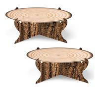 Zopeal Soporte de madera para tartas, decoración rústica occidental, soporte para tartas de bosque, baby shower, soporte para magdalenas, para camping, fiesta de cumpleaños, animales del bosque, caza,
