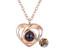Zopmopae Collar de Foto Personalizado con Proyección de Corazón - Te Amo 100 Idiomas para Mamá o Esposa - Regalo del Día de la Madre