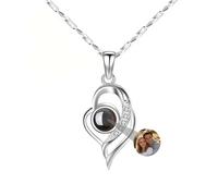 Zopmopae Collar de Foto Personalizado Con Proyección para Mujer - Corazón Te Amo en 100 Idiomas - Regalo para Mamá, Esposa, Día de la Madre