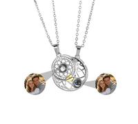Zopmopae Collar Personalizado de Proyección Fotográfica Collar Magnético de Pareja para él y Ella Collar Personalizado con Foto Sol y Luna Collares de Pareja a Juego Collar I Love You en 100 Idiomas