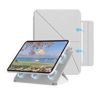 ZOPSGYU Funda para iPad Air de 11 pulgadas (2025 M3/2024 M2) y 10,9 pulgadas Air 5/4 2022-2020 con soporte para bolígrafo, soporte multiángulo, auto guardia/dormir, parte trasera transparente, imanes