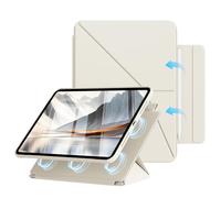 ZOPSGYU Funda para iPad Air de 11 pulgadas (2025 M3/2024 M2) y 10,9 pulgadas Air 5/4 2022-2020 con soporte para bolígrafo, soporte multiángulo, auto guardia/dormir, parte trasera transparente, imanes