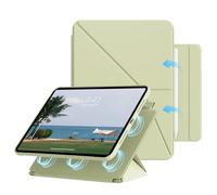 ZOPSGYU Funda para iPad Air de 11 pulgadas (2025 M3/2024 M2) y 10,9 pulgadas Air 5/4 2022-2020 con soporte para bolígrafo, soporte multiángulo, auto guardia/dormir, parte trasera transparente, imanes