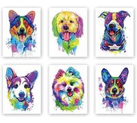 ZOQIPQO Arte de pared de perros en acuarela, lienzo de perro encantador, póster de mascotas para el hogar, impresión original de acuarela para dormitorio, baño, decoración de pared, juego de 6 (8 x 10