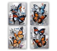 ZOQIPQO Impresiones artísticas de pared de mariposas, póster vintage de mariposa, decoración de pared, sala de estar, oficina, juego de 4 (8 x 10 pulgadas, sin marco