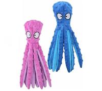 ZoraYorce 2 piezas Pulpo perro juguete interactivo rompecabezas de peluche juguete masticable (azul púrpura)