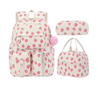 ZoraYorce 3pcs College School Rucksack mit Lunchbox und Bleistiftkoffer Kawaii Rucksack Schulbuchbag Set für Jugendliche Schüler Schüler Schüler, Estilo1, 17.32x12.2x7.09inch, Informal