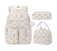 ZoraYorce 3pcs College School Rucksack mit Lunchbox und Bleistiftkoffer Kawaii Rucksack Schulbuchbag Set für Jugendliche Schüler Schüler Schüler, Estilo4, 17.32x12.2x7.09inch, Informal