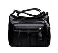 ZoraYorce Bolso cruzado clásico para mujer, de piel sintética, con múltiples bolsillos, 28 x 20 cm, color negro, bolsa de viaje, bolso de mensajero ligero