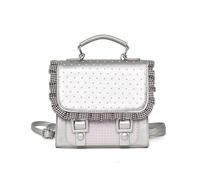 ZoraYorce Bolso de mano con estampado de lunares con estampado de lunares para mujer, diseño de patchwork, con volantes, plata, 14.96x3.94x11.81Zoll