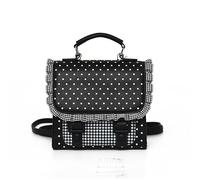 ZoraYorce Bolso de mano con estampado de lunares con estampado de lunares para mujer, diseño de patchwork, con volantes, Negro , 14.96x3.94x11.81Zoll